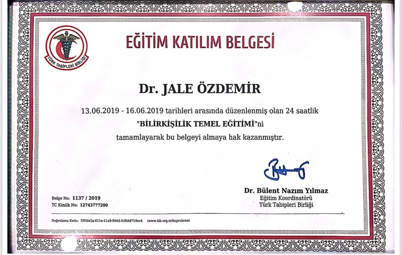 Türk Tabipleri Birliği Bilirkişilik Temel Eğitimi Sertifikası
