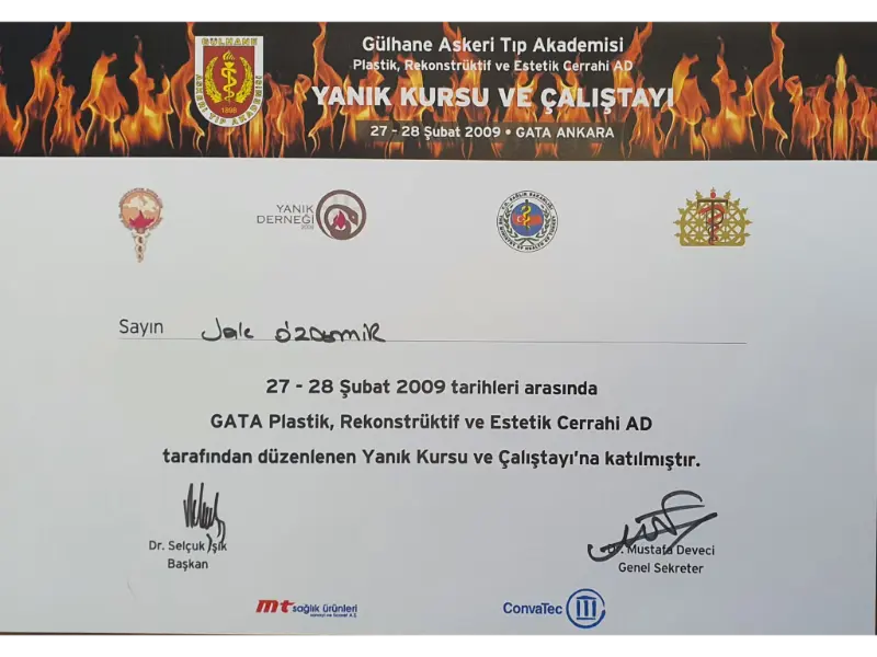 Uluslararası Plastik Cerrahi Kongresi Katılım Belgesi